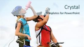  Presentation with water cycle - Beautiful presentation featuring father and kid in summer park enjoying music backdrop and a mint green colored foreground