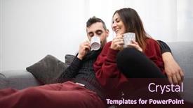  Presentation with cup coffee - PPT layouts consisting of couple-drinking-a-cup background and a wine colored foreground