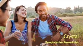  Presentation with cheerful - Theme enhanced with couple drinking beer and soda background and a tawny brown colored foreground