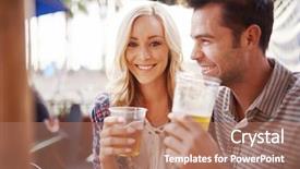  Presentation with beer garden - Audience pleasing slides consisting of couple drinking beer together backdrop and a coral colored foreground