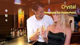  Presentation with fancy - Slide set consisting of couple drinking champagne in fancy bar background and a tawny brown colored foreground