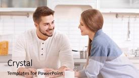  Presentation with catholic couple silhouette of young - Cool new PPT theme with couple drinking coffee in kitchen backdrop and a lemonade colored foreground