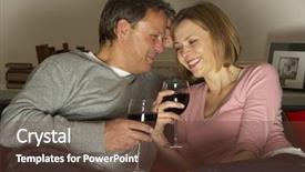  Presentation with television watching - PPT theme having couple drinking wine and not watching television background and a tawny brown colored foreground