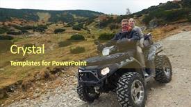  Presentation with mountain bike - Cool new PPT layouts with terrain vehicle - couple drive atv quad bike backdrop and a tawny brown colored foreground