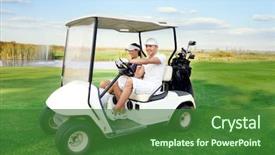  Presentation with driving - Slides enhanced with couple driving a golf-cart background and a forest green colored foreground