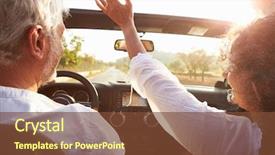  Presentation with driving road - Amazing slide deck having couple driving along country road backdrop and a tawny brown colored foreground