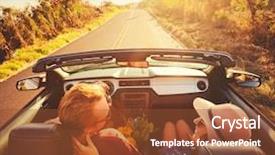  Presentation with road safety young drivers - Slide set featuring couple driving along country road background and a tawny brown colored foreground