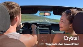  Presentation with road safety drive - Amazing presentation theme having couple driving car on road backdrop and a red colored foreground