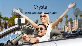  Presentation with car picture - Slide deck consisting of couple driving in convertible car background and a  colored foreground