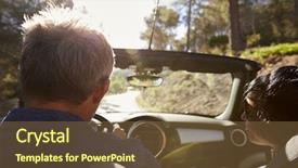  Presentation with driving - Theme consisting of couple driving in open top background and a tawny brown colored foreground