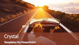  Presentation with vintage car - Slide deck enhanced with couple driving on country road background and a tawny brown colored foreground