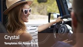  Presentation with driving road - Colorful PPT layouts enhanced with couple driving open top car backdrop and a tawny brown colored foreground