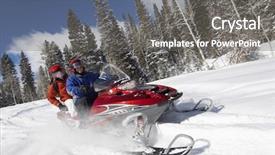  Presentation with driving - Theme enhanced with couple driving snowmobile on snow background and a gray colored foreground