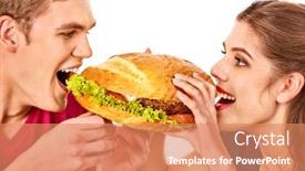  Presentation with junk food - Amazing theme having couple-eat-fast-food backdrop and a coral colored foreground