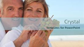  Presentation with bunch - Colorful theme enhanced with couple eating a bunch of grapes backdrop and a light blue colored foreground
