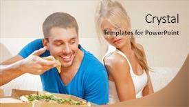  Presentation with different country food culture - Theme consisting of couple eating different food background and a lemonade colored foreground