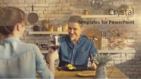  Presentation with lunch - Amazing PPT theme having couple-eating-lunch-at-home backdrop and a coral colored foreground