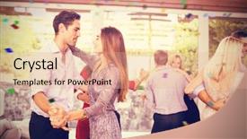  Presentation with people helping each teamwork couple - Beautiful presentation theme featuring couple embracing each other while backdrop and a coral colored foreground