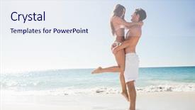  Presentation with alcohol cute - Cool new PPT theme with couple embracing on the beach backdrop and a sky blue colored foreground