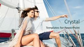  Presentation with married couple - Presentation theme with couple embracing on the yacht background and a sky blue colored foreground