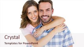  Presentation with young happy couple - Audience pleasing theme consisting of happy young couple embracing backdrop and a lemonade colored foreground