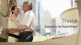  Presentation with building - Audience pleasing PPT layouts consisting of couple-embracing-with-building backdrop and a  colored foreground