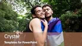  Presentation with gay rainbow flag - Cool new PPT theme with couple embracing with rainbow flag backdrop and a coral colored foreground