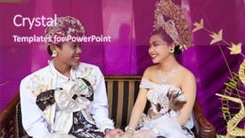  Presentation with scene - PPT theme with couple enacting wedding scene background and a violet colored foreground