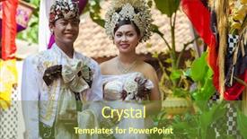  Presentation with scene - Presentation featuring couple enacting wedding scene background and a tawny brown colored foreground