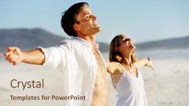  Presentation with summer sun - Slide set enhanced with couple enjoy the summer sun background and a lemonade colored foreground