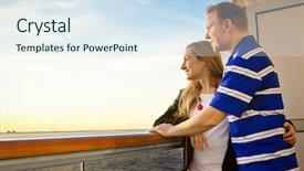  Presentation with egypt water cruise - Cool new PPT theme with couple enjoying a cruise vacation backdrop and a sky blue colored foreground