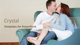 Presentation with couple kiss - Cool new PPT layouts with couple enjoying a kiss on a couch backdrop and a lemonade colored foreground