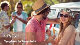  Presentation with lolly - Audience pleasing theme consisting of couple enjoying and eating ice backdrop and a coral colored foreground