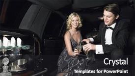  Presentation with champagne - Slides having couple enjoying champagne in limousin background and a dark gray colored foreground