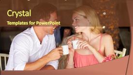  Presentation with coffee cup - Presentation featuring couple enjoying cup of coffee background and a  colored foreground