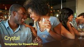  Presentation with friends eating and drinking wine - Cool new PPT theme with couple enjoying drink at bar backdrop and a tawny brown colored foreground