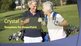  Presentation with senior couple - Amazing presentation design having couple enjoying game of golf backdrop and a tawny brown colored foreground