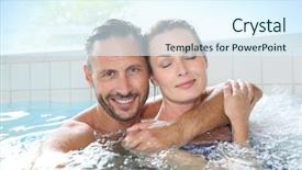  Presentation with hot tub - PPT theme enhanced with thalassotherapie - couple enjoying hot tub bath background and a sky blue colored foreground