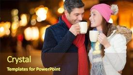  Presentation with biology fungi wine - Beautiful presentation theme featuring couple enjoying hot wine punch backdrop and a tawny brown colored foreground