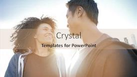  Presentation with heights - Slide deck enhanced with couple enjoying scenery of manhattan from brooklyn heights at sunset background and a coral colored foreground