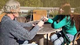  Presentation with napa - Colorful presentation theme enhanced with couple enjoys a day of wine tasting in napa valley california backdrop and a gold colored foreground