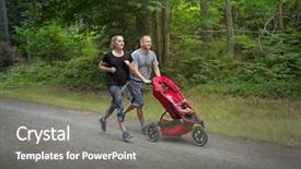  Presentation with together we - Colorful presentation design enhanced with couple exercising and jogging together backdrop and a gray colored foreground