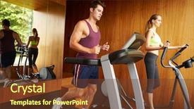  Presentation with gym - Audience pleasing presentation theme consisting of couple exercising together in home backdrop and a  colored foreground