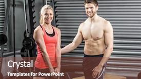  Presentation with crossfit - Theme enhanced with couple exercising with dumbbells at crossfit gym background and a tawny brown colored foreground