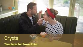  Presentation with ice cream - Presentation theme consisting of couple-feeding-ice-cream background and a tawny brown colored foreground