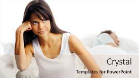  Presentation with woman fighting for her rights - Audience pleasing PPT theme consisting of couple fighting in bed woman backdrop and a lemonade colored foreground