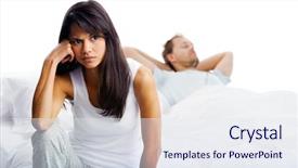  Presentation with upset - Amazing slides having couple fighting in bed woman backdrop and a  colored foreground