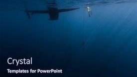  Presentation with deep sea - PPT theme featuring couple-freedive-along-the-anchor background and a navy blue colored foreground