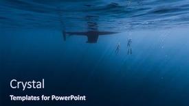  Presentation with anchor - Beautiful PPT layouts featuring couple-freedive-along-the-anchor backdrop and a dark gray colored foreground