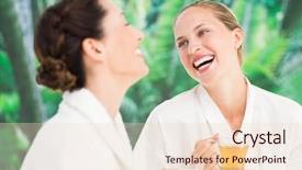  Presentation with day spa - Audience pleasing PPT theme consisting of couple friends having a spa backdrop and a lemonade colored foreground